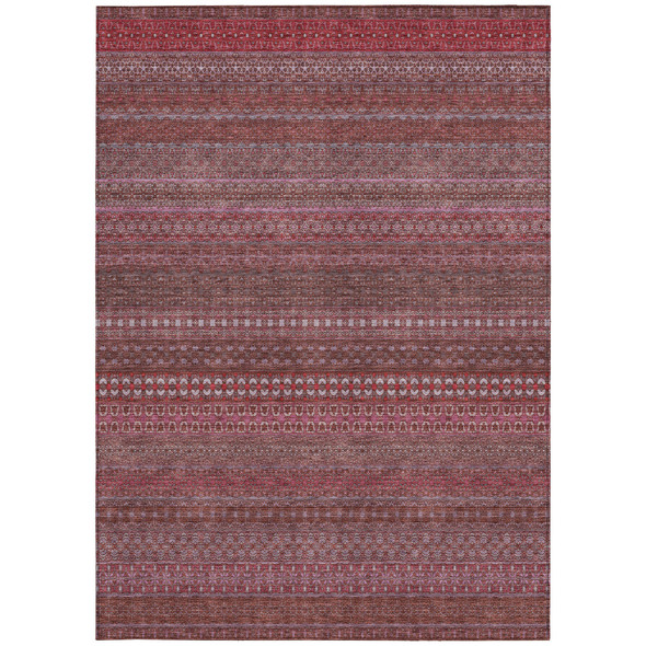 9' X 12' Merlot Striped Washable Non Skid Indoor Outdoor Area Rug