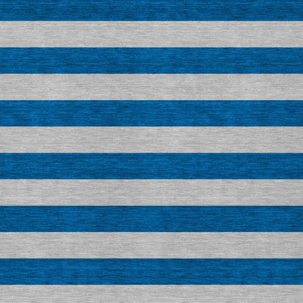 10' X 14' Blue and Ivory Striped Washable Indoor Outdoor Area Rug