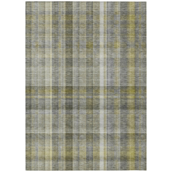 5' X 8' Gray Plaid Washable Non Skid Indoor Outdoor Area Rug