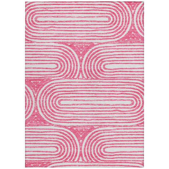 10' X 14' Blush Abstract Washable Non Skid Indoor Outdoor Area Rug