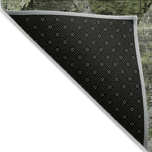 8' X 10' Green and Gray Abstract Washable Indoor Outdoor Area Rug