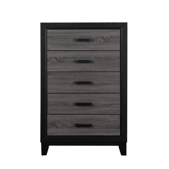 32" Black And Gray Wood Five Drawer Dresser