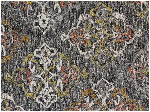 5' X 8' Charcoal Abstract Geometric Hand Tufted Non Skid Area Rug