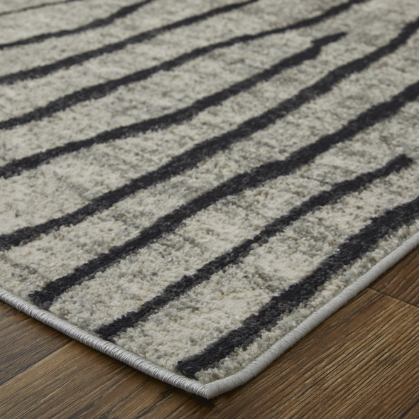 5' X 8' Gray and Black Abstract Power Loom Area Rug