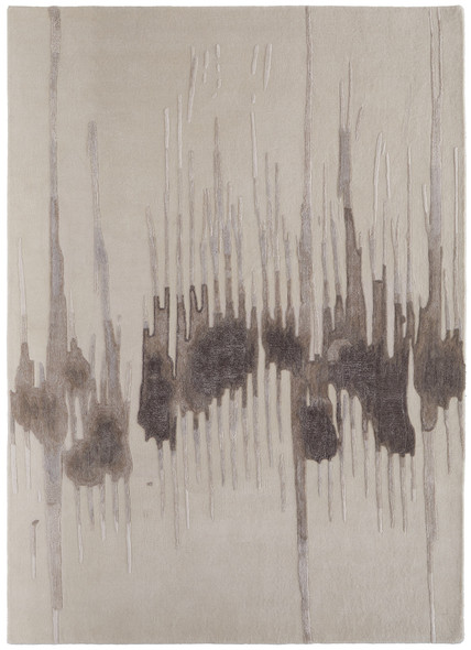 12' X 15' Ivory Taupe and Brown Abstract Hand Tufted Area Rug