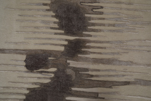 2' X 3' Ivory Taupe and Brown Abstract Hand Tufted Area Rug