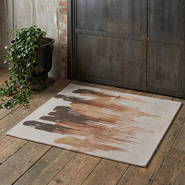 2' X 3' Tan Brown and Orange Abstract Hand Tufted Area Rug