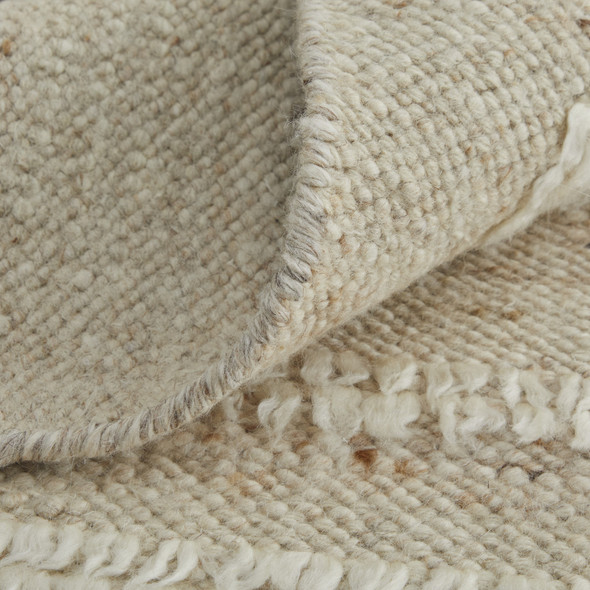 2' X 3' White and Tan Wool Striped Hand Woven Area Rug