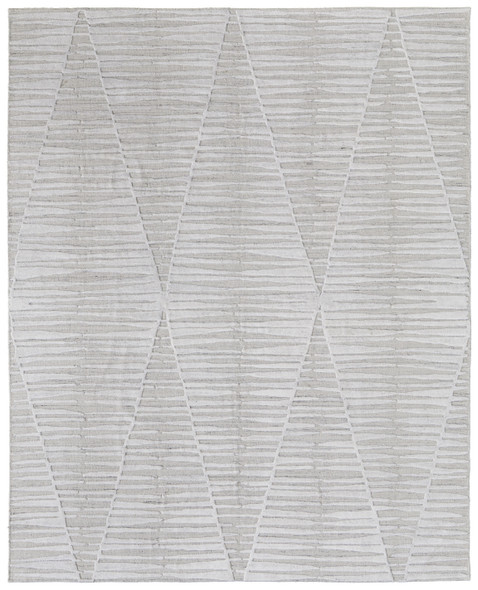 9' X 12' Ivory And Tan Geometric Hand Woven Area Rug