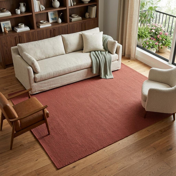 8' X 10' Red Hand Woven Area Rug