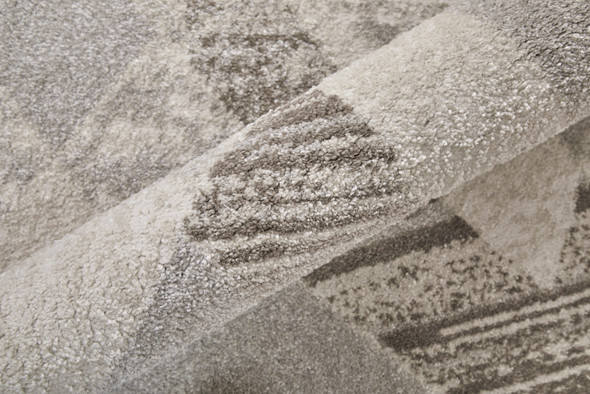8' X 10' Ivory Gray and Brown Geometric Power Loom Area Rug