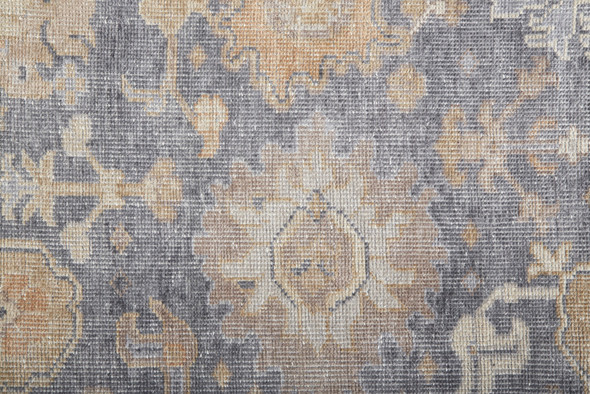 5' X 8' Blue Gray and Tan Oriental Hand Knotted Worn Faded Area Rug