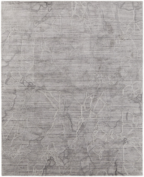 5' X 8' Gray and Ivory Abstract Hand Woven Worn Faded Area Rug
