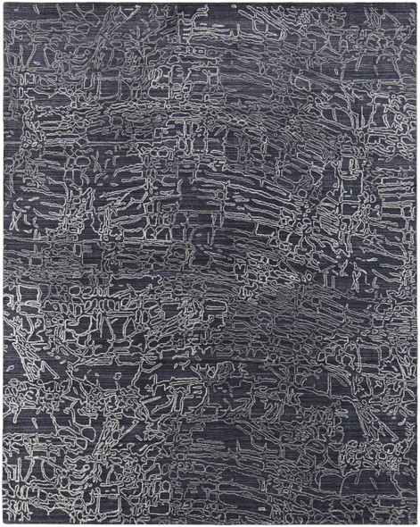 9' X 12' Black Gray and Ivory Abstract Hand Woven Area Rug
