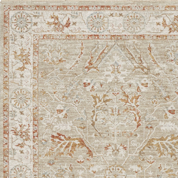 4' X 6' Green Floral Distressed Area Rug