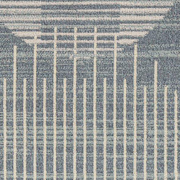 6' Blue Geometric Runner Rug
