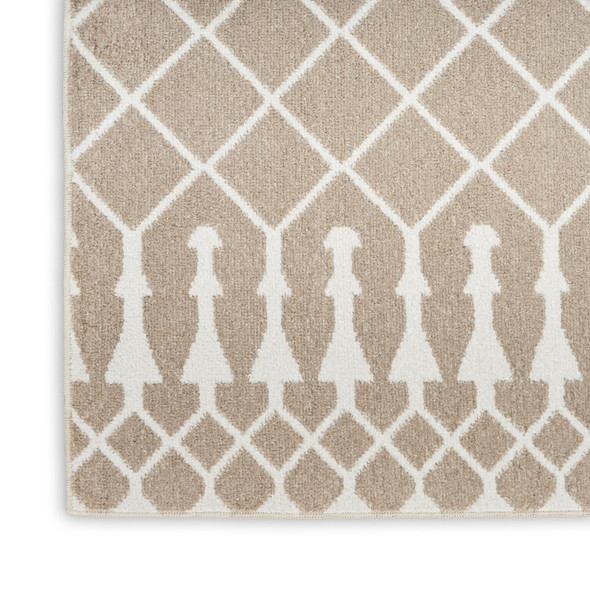8' Taupe And Ivory Geometric Runner Rug