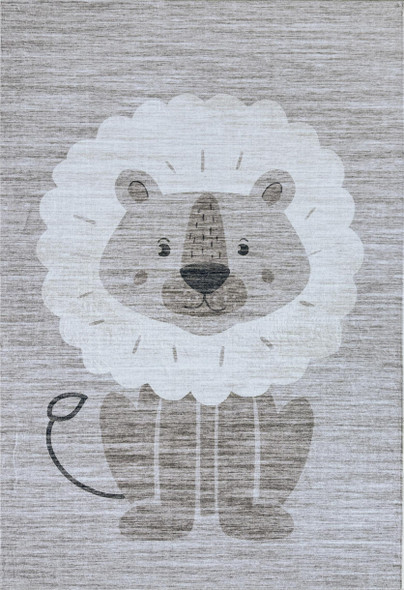 4' X 6' Beige and Gray Juvenile Animals Youthful Area Rug