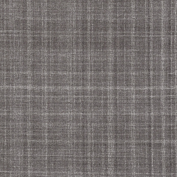 9' X 12' Graphite And Ivory Wool Plaid Hand Tufted Area Rug