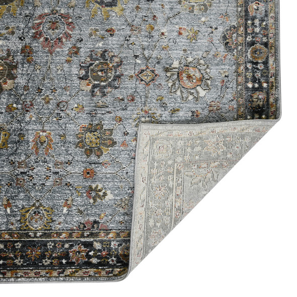 2' X 3' Black Gray And Brown Floral Medallion Area Rug