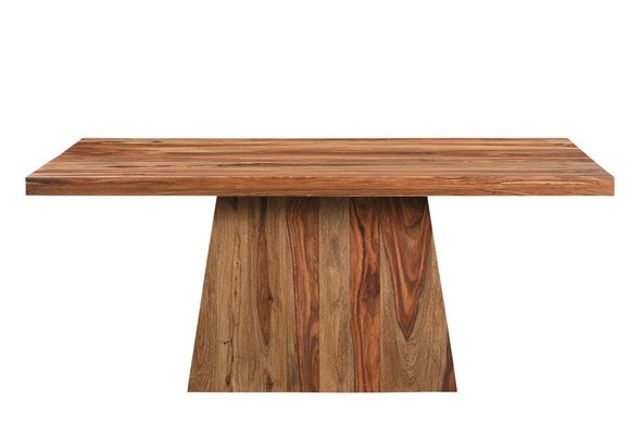 Seven Piece Brown Solid Wood Dining Set with Six Chairs