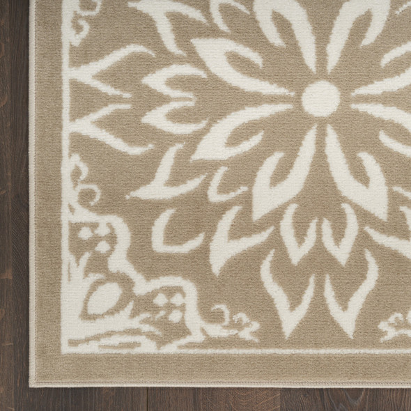 3' X 5' Taupe and Ivory Floral Area Rug