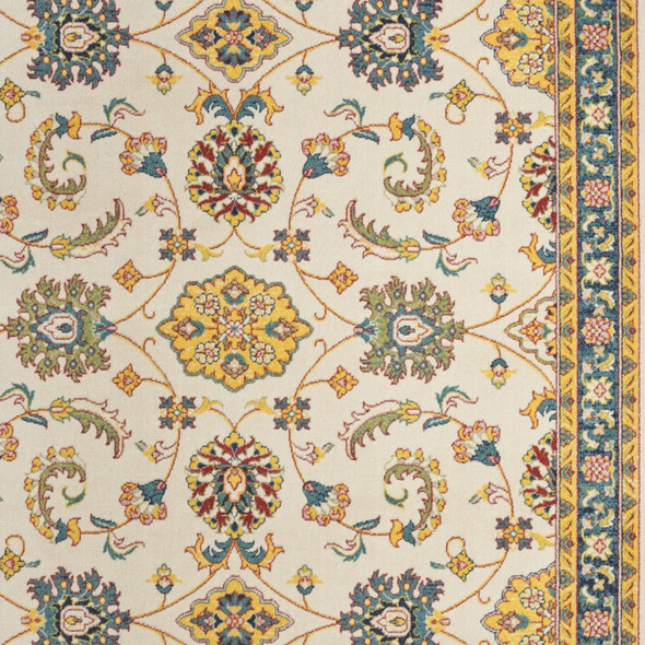 5' X 7' Ivory And Gold Floral Indoor Outdoor Area Rug