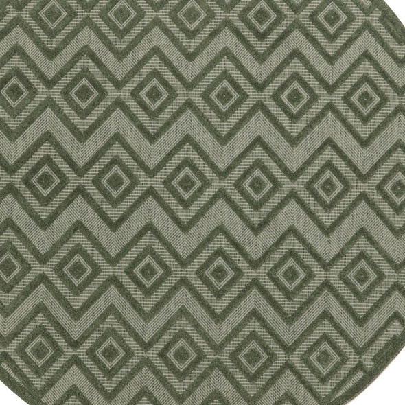 8' Green Round Geometric Indoor Outdoor Area Rug
