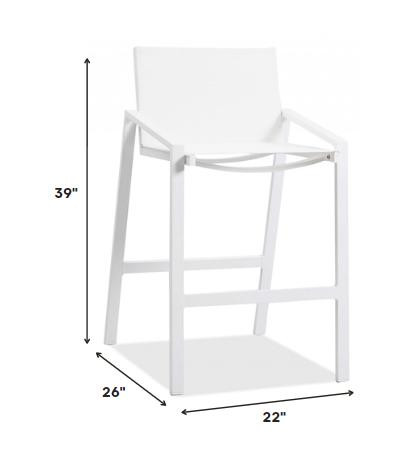 28" White Iron and Stainless Steel Counter Height Bar Chair