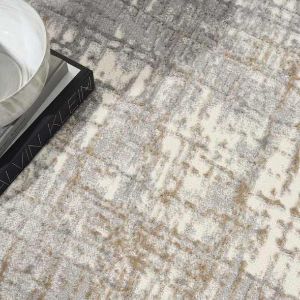 7' Ivory Abstract Runner Rug