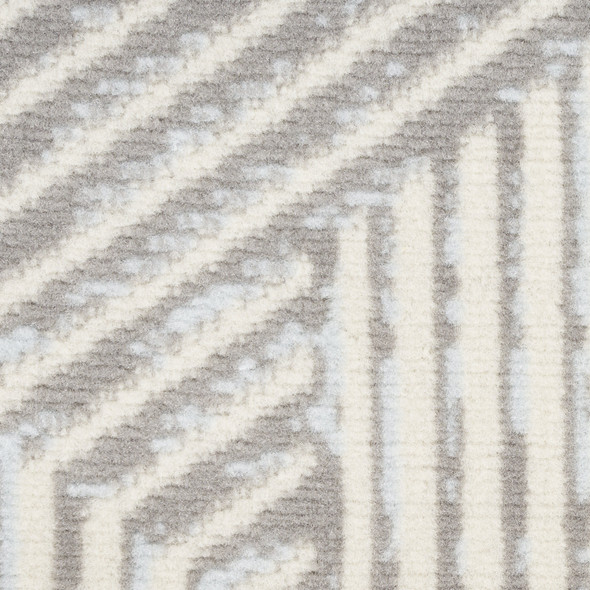 10' Gray Geometric Power Loom Runner Rug