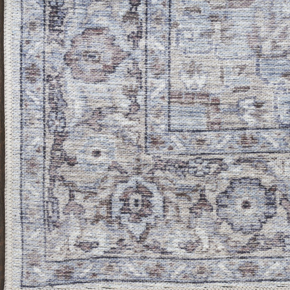 12' Beige Floral Distressed Runner Rug