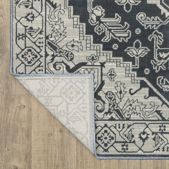 4' X 6' Blue And Gray Oriental Area Rug