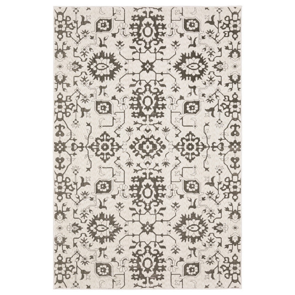 7' X 10' Ivory And Gray Oriental Area Rug