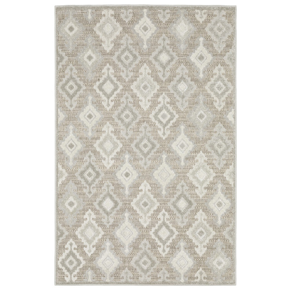 7' X 10' Beige And Gray Oriental Area Rug
