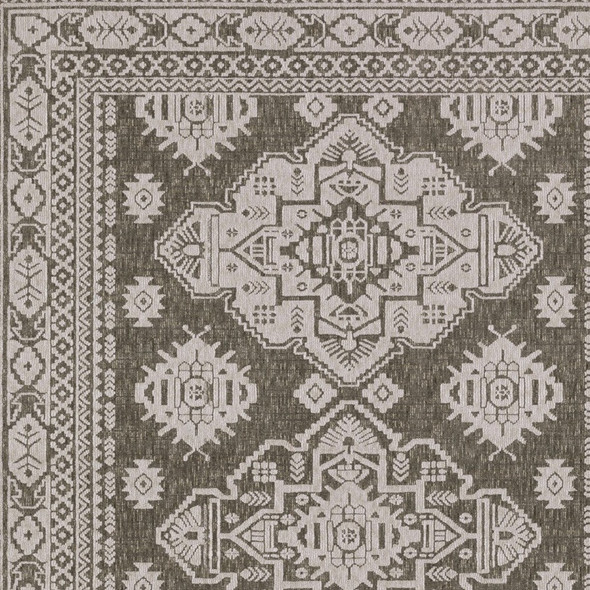 5' X 8' Gray And Gray Medallion Area Rug