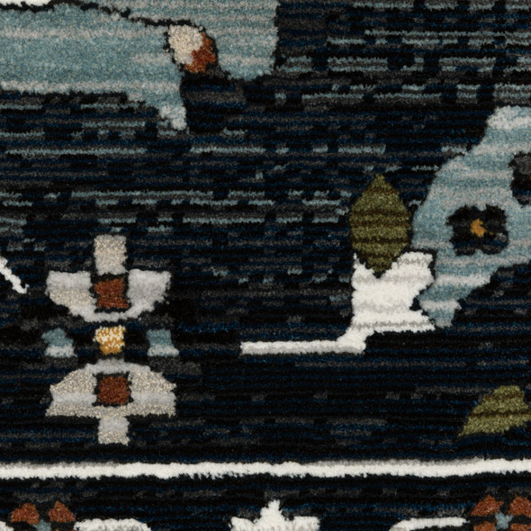 8' Rust And Black Oriental Runner Rug With Fringe