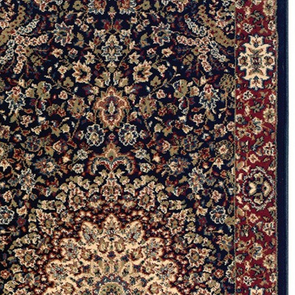 8' Blue And Red Oriental Runner Rug