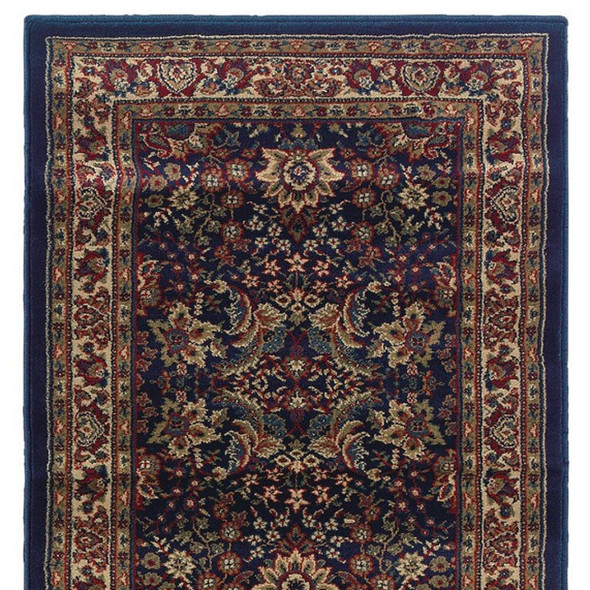 8' Blue And Red Oriental Runner Rug