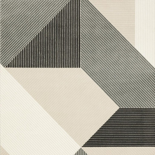 8' X 11' Ivory And Black Geometric Area Rug