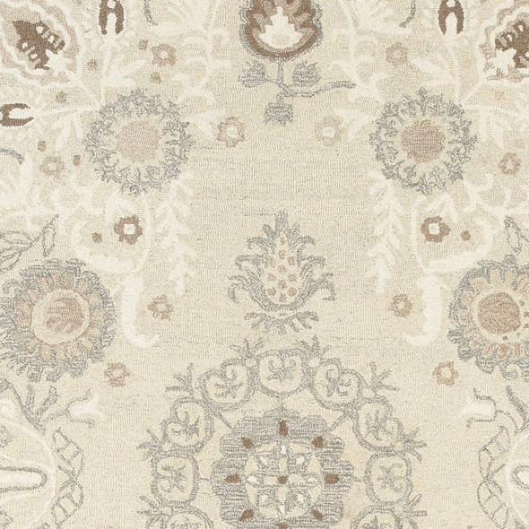 10' X 13' Sand Wool Floral Hand Tufted Area Rug