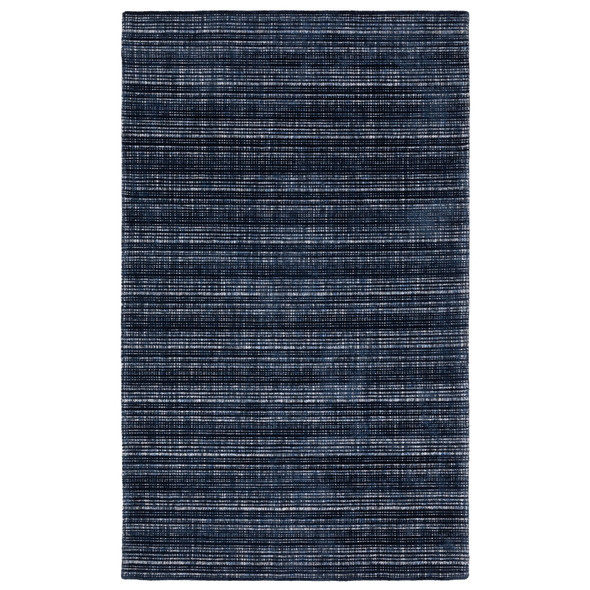 10' X 13' Navy Blue And Blue Striped Hand Tufted Area Rug