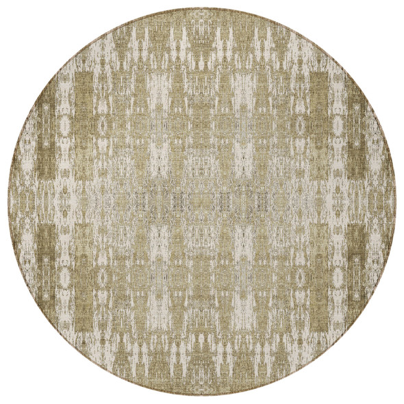 8' Beige Ivory And Tan Round Moroccan Washable Indoor Outdoor Area Rug
