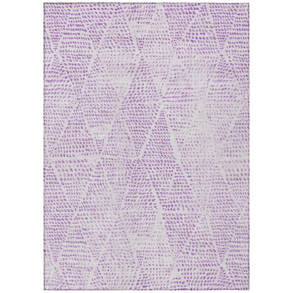 5' X 8' Purple And Ivory Geometric Washable Indoor Outdoor Area Rug