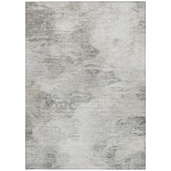 8' X 10' Silver Gray And Ivory Abstract Washable Indoor Outdoor Area Rug