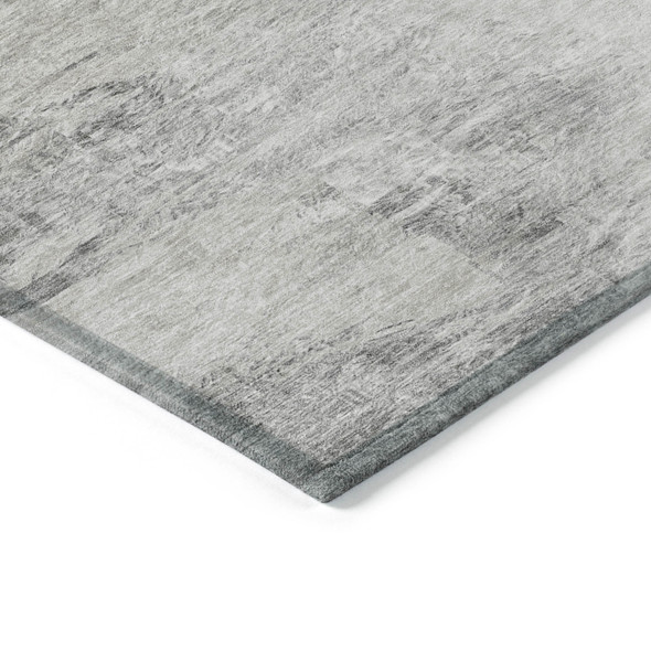 10' X 14' Silver Gray And Ivory Abstract Washable Indoor Outdoor Area Rug
