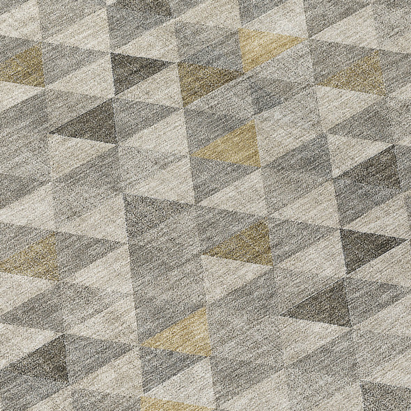 5' X 8' Taupe Beige And Tan Geometric Washable Indoor Outdoor Area Rug
