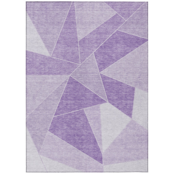 3' X 5' Lilac And Purple Geometric Washable Indoor Outdoor Area Rug