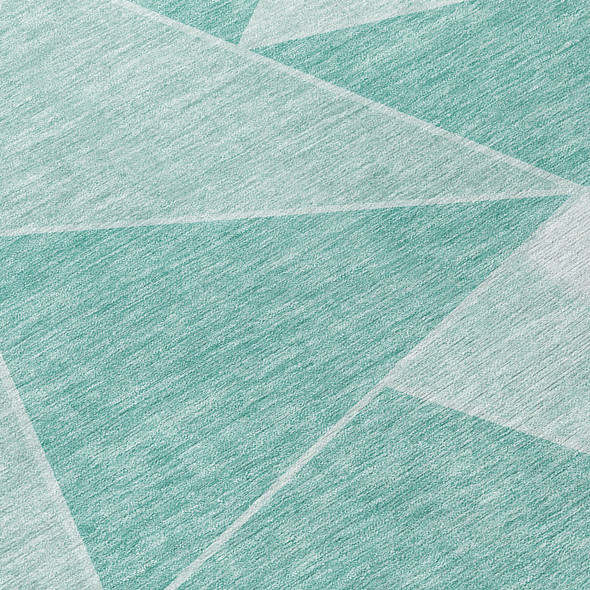 3' X 5' Mint Green And Aqua Geometric Washable Indoor Outdoor Area Rug