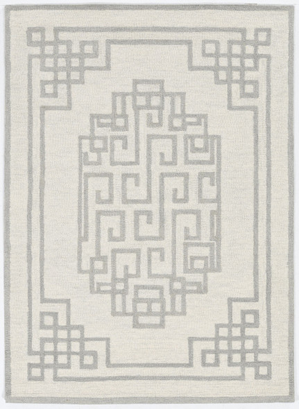 5' X 7' Ivory And Gray Wool Geometric Hand Tufted Area Rug